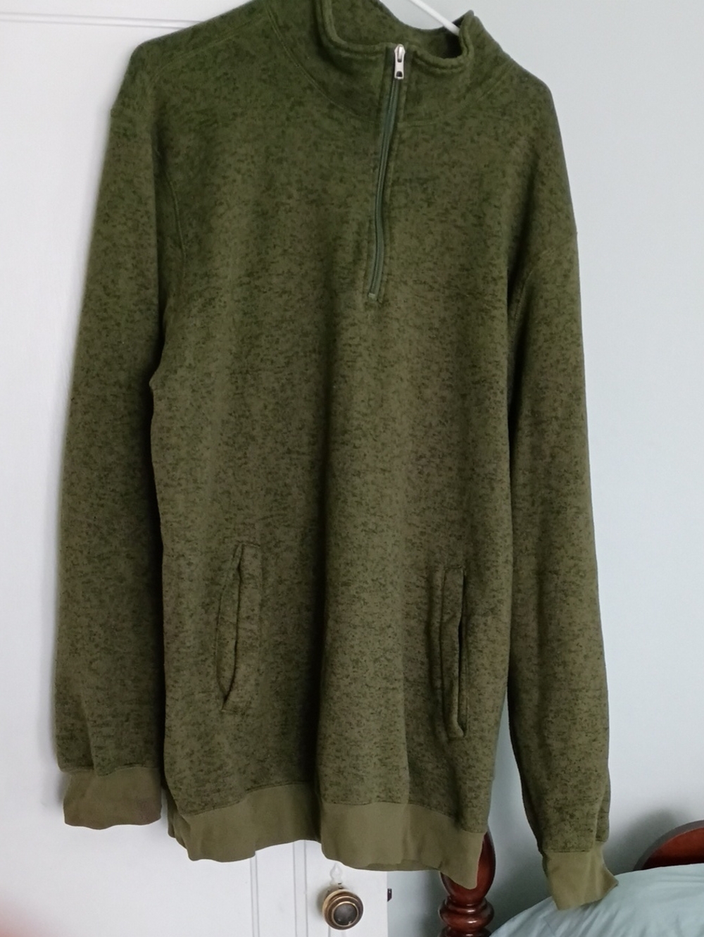 Men's Olive Green Quarter-Zip Pullover Sweater